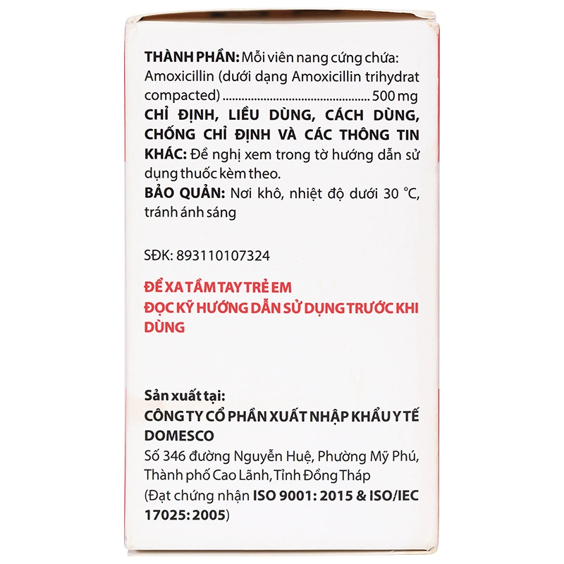 Amoxicillin 500mg điều trị nhiễm khuẩn (10 vỉ x 10 viên) - 3